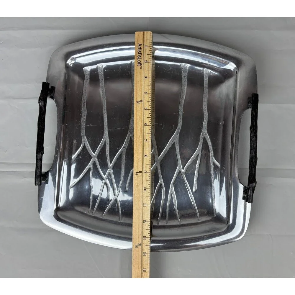 Lenox Park City Square Aluminum Serving Tray with Handles Approx 14